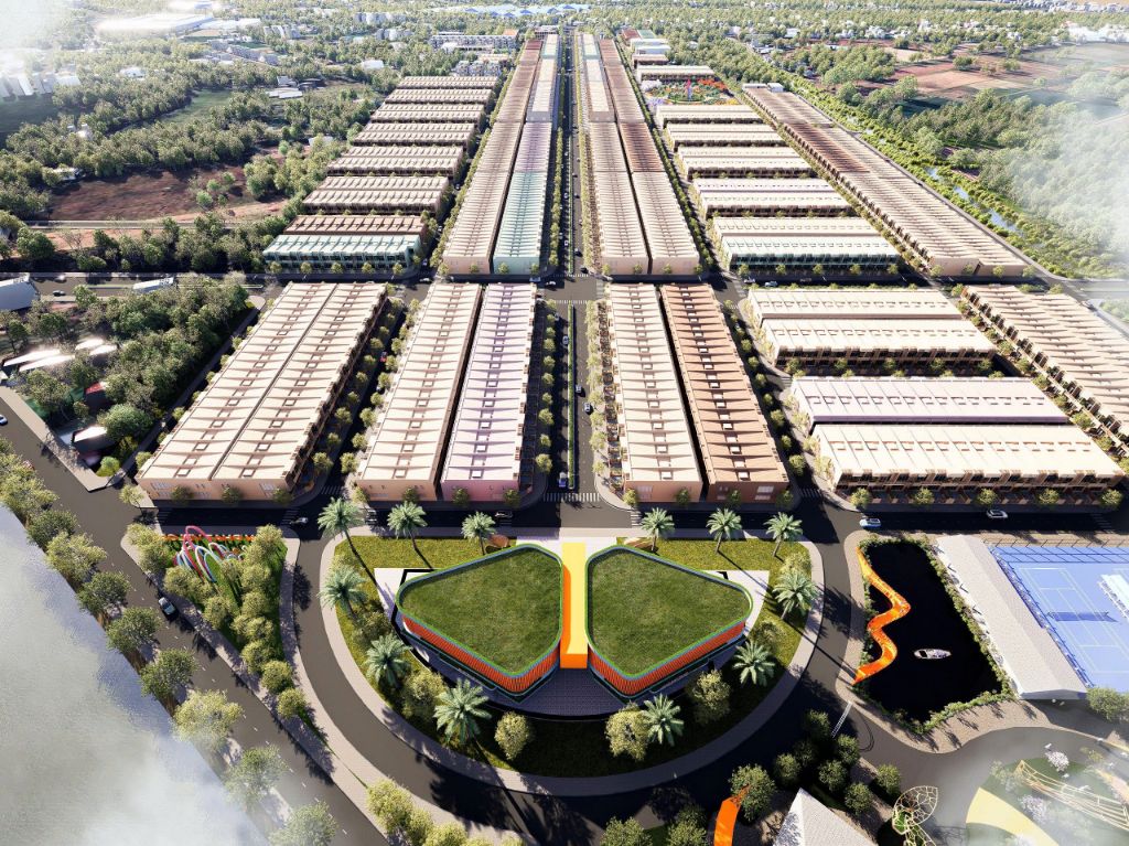 Phối cảnh tổng thể KDC Minh Châu - Hình cánh quạt